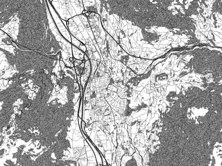 Fototapeta premium Artistic monochrome city map of Trento, Italy, created in a hand-drawn style.