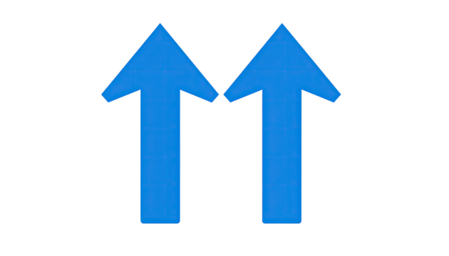 Two bright blue upward-pointing arrows on black background