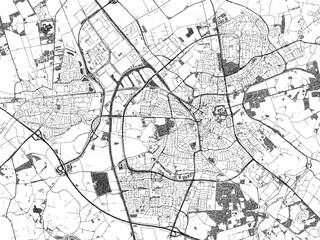 Hand-drawn black and white city map of Almelo, Netherlands, ready for wall art or editorial projects.