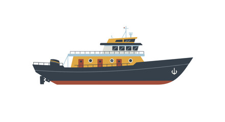 Naklejka premium Side view of modern yacht with clean design in flat style