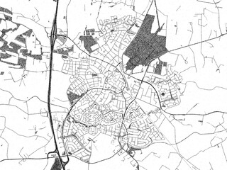 Fototapeta premium Illustrated map of Barneveld, Netherlands, in black and white hand-drawn digital style.