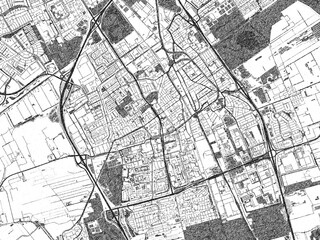 Obraz premium Artistic monochrome city map of Delft, Netherlands, created in a hand-drawn style.