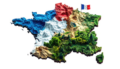 3D topographic map of France