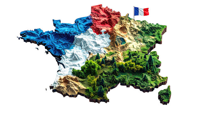 3D topographic map of France