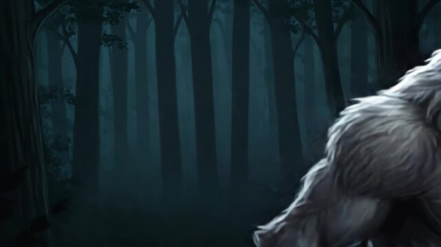 A Majestic Werewolf Emerges from the Shadows, Exuding Power and Strength Amidst the Enigmatic Forest, Combining Grace and Ferocity in an Enchanting Dark Fantasy Setting