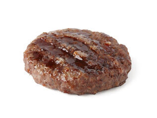 Delicious grilled beef patty isolated on white