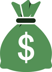 Green money bag with dollar sign.
