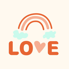 Colorful Love Greeting Card Design With a Cheerful Rainbow and  Love lettering