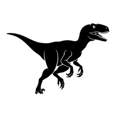 Obraz premium Black silhouette of a Velociraptor dinosaur.