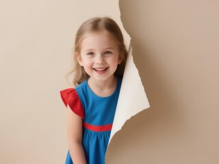 Portrait of a child with torn paper