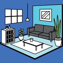 Modern Home Interior Vector illustration isolated on transparent background