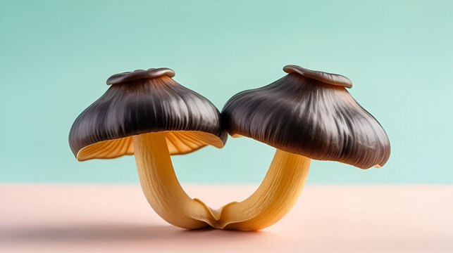 Wood ear mushroom   auricularia auricula judae   displayed on soft pastel colored background