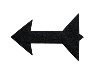 Dark, textured double-headed arrow pointing left