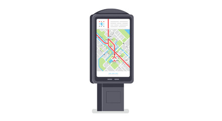 Fototapeta premium Interactive city map kiosk with digital display in modern flat design