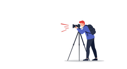 Professional photographer with camera on tripod capturing the perfect shot