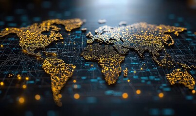 Global digital map with illuminated points