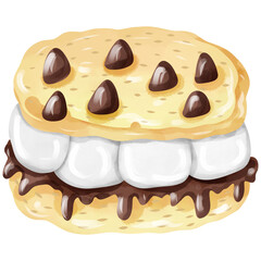 Watercolor hand drawn dessert s'mores