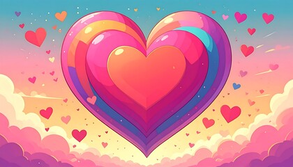 Animated hearts in pastel sky