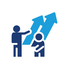 two business man hold arrow colored icon vector design good for web or mobile app