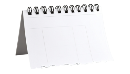 Empty tabletop calendar with torn edges