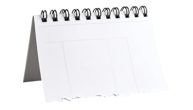 Empty tabletop calendar with torn edges