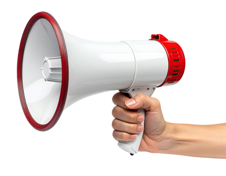 Hand holding a white megaphone (3)