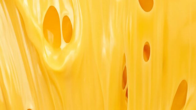 Close Up of Melting Cheese with Holes, Smooth Texture