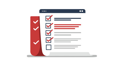 Online task management checklist with red and white design