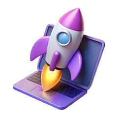 Boosting 3D Rocket in transparent background