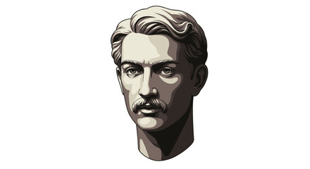 Vintage male portrait with mustache in monochrome style