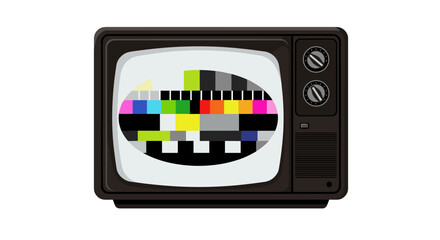Retro television with color bars on screen for broadcasting and media concepts