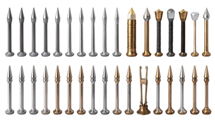 Row of various pointed tools