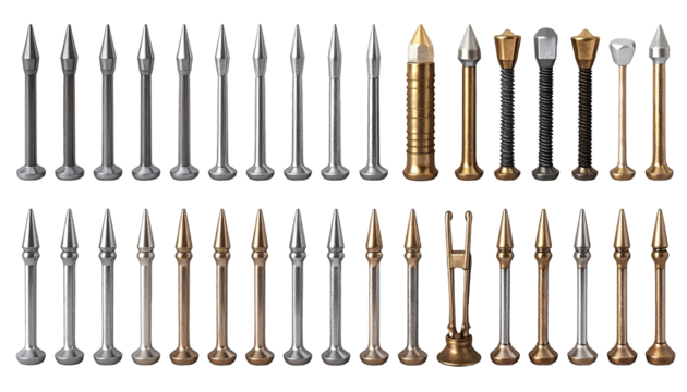 Row of various pointed tools