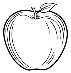 Red Apple Vector Illustration with Leaf and Healthy Food Elements