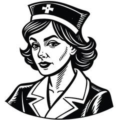 Stylish illustrated portrait of a woman and man in black silhouette style