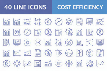 A vector set of flat icons for web and mobile business design featuring symbols like shopping, media, and money
