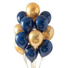 Elegant navy gold balloons bouquet png