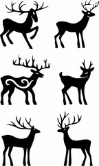 Six deer standing silhouettes...