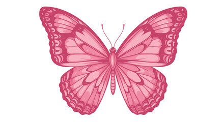 Obraz premium Elegant pink butterfly with intricate wing patterns isolated on white background