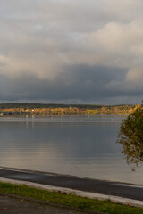 autumn landscape, autumn park, pond, lake, autumn yellow leaves