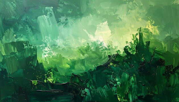 Abstract landscape of vibrant green hues