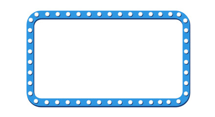 Retro blue lightbulb frame with glowing border for custom message