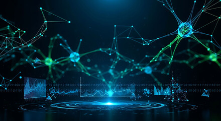 Abstract digital network of glowing neural connections and futuristic technology