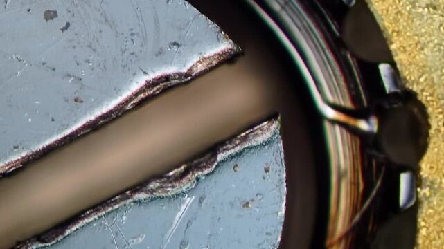 Vintage Watch Mechanism Under Microscope - DIC Reveals Brass Surface Texture, Machining Marks and Ruby Bearings #2