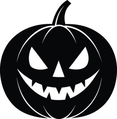 Spooky glowing jack o lantern with carved face and eerie eyes