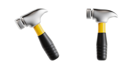 3D render of a classic claw hammer tool icon for construction and DIY projects, isolated