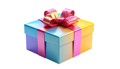 Obraz premium Gradient gift box with soft ribbon shines, perfect for digital marketing or branding. PNG and transparent background.