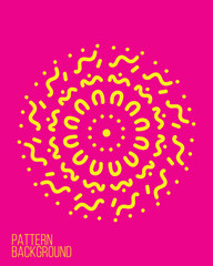 Neon Abstract Wavy Line Circular Pattern Background | Vibrant Pop Art Style Pink and Yellow Mandala Design