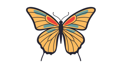 Flat color illustration of butterflies with abstract wing patterns, flat vector style - 15