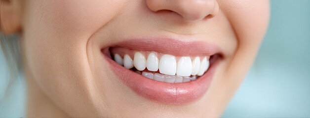 Obraz premium Bright smile of a young woman showing healthy teeth in a relaxed indoor atmosphere during the daytime